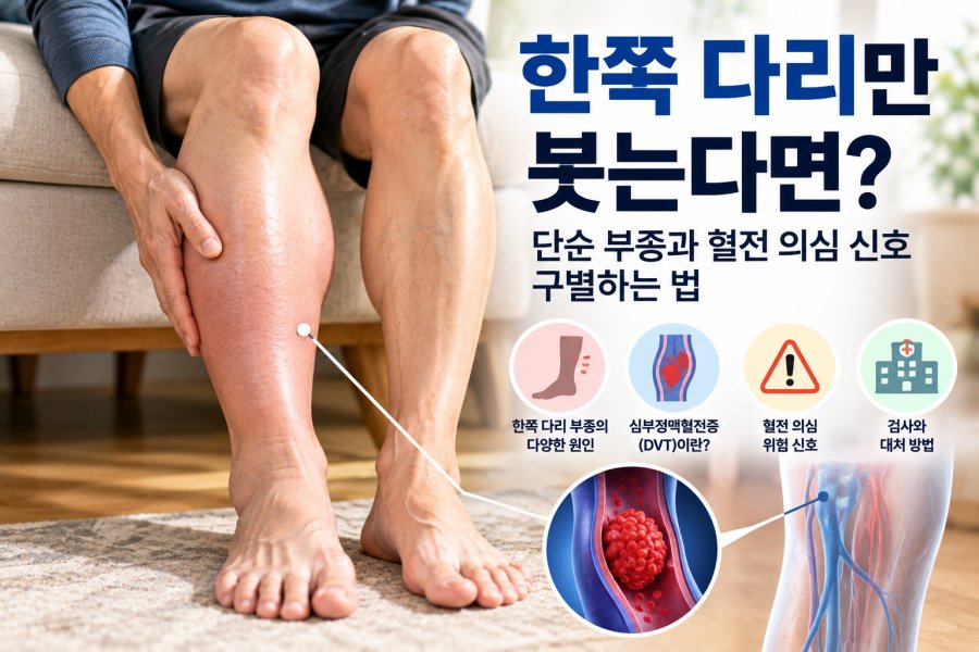 한쪽 다리 부종과 혈전 신호
