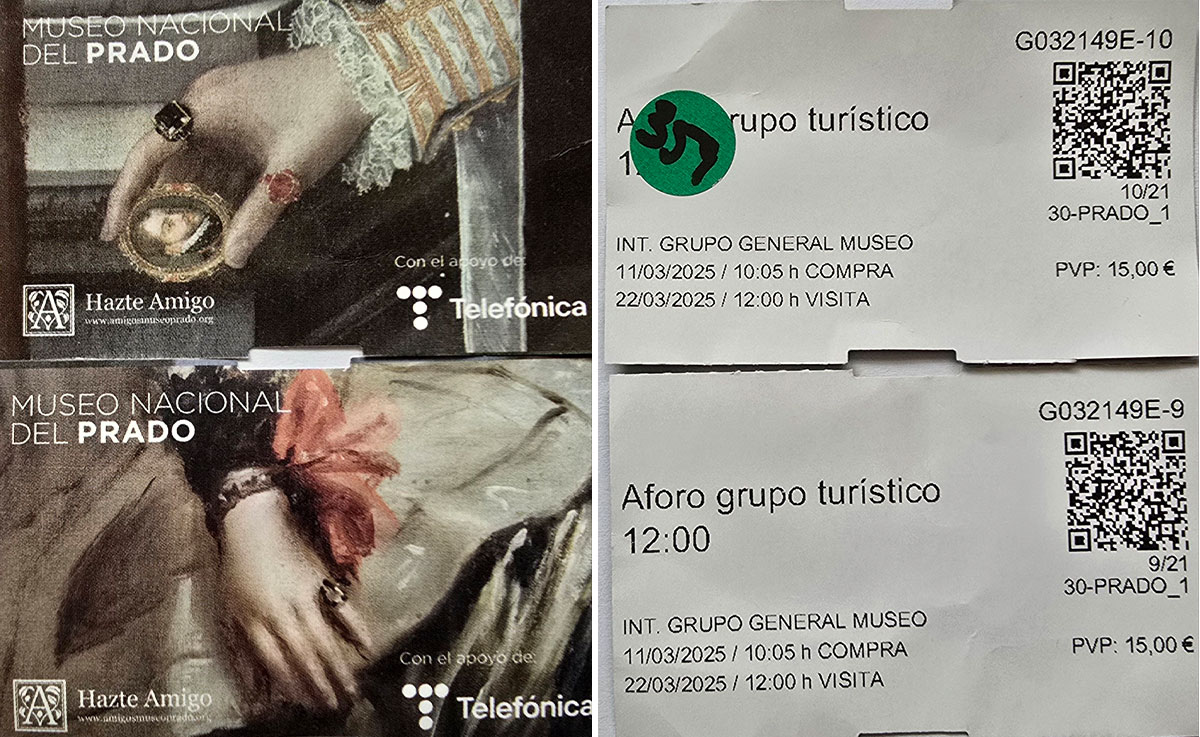 프라도 미술관 티켓 앞과 뒤의 모습