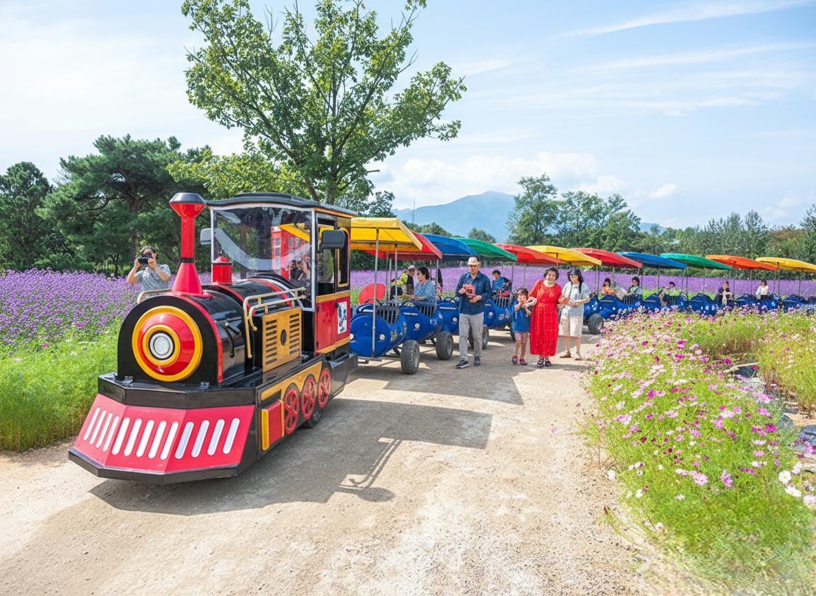 철원 고석정 꽃밭 깡통 열차 이미지