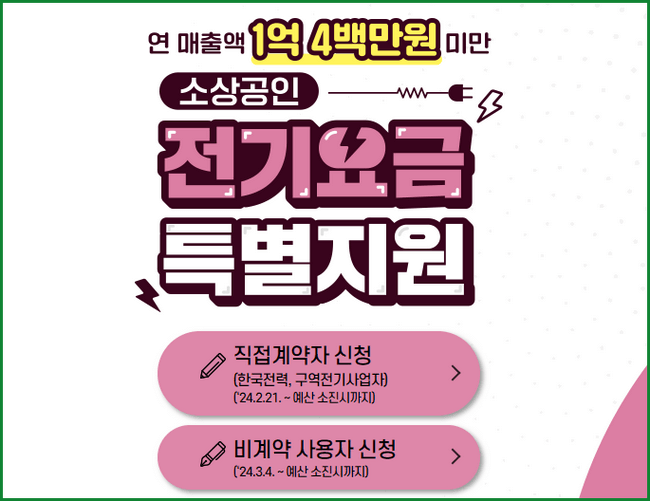 소상공인 전기요금 특별지원 신청 접수