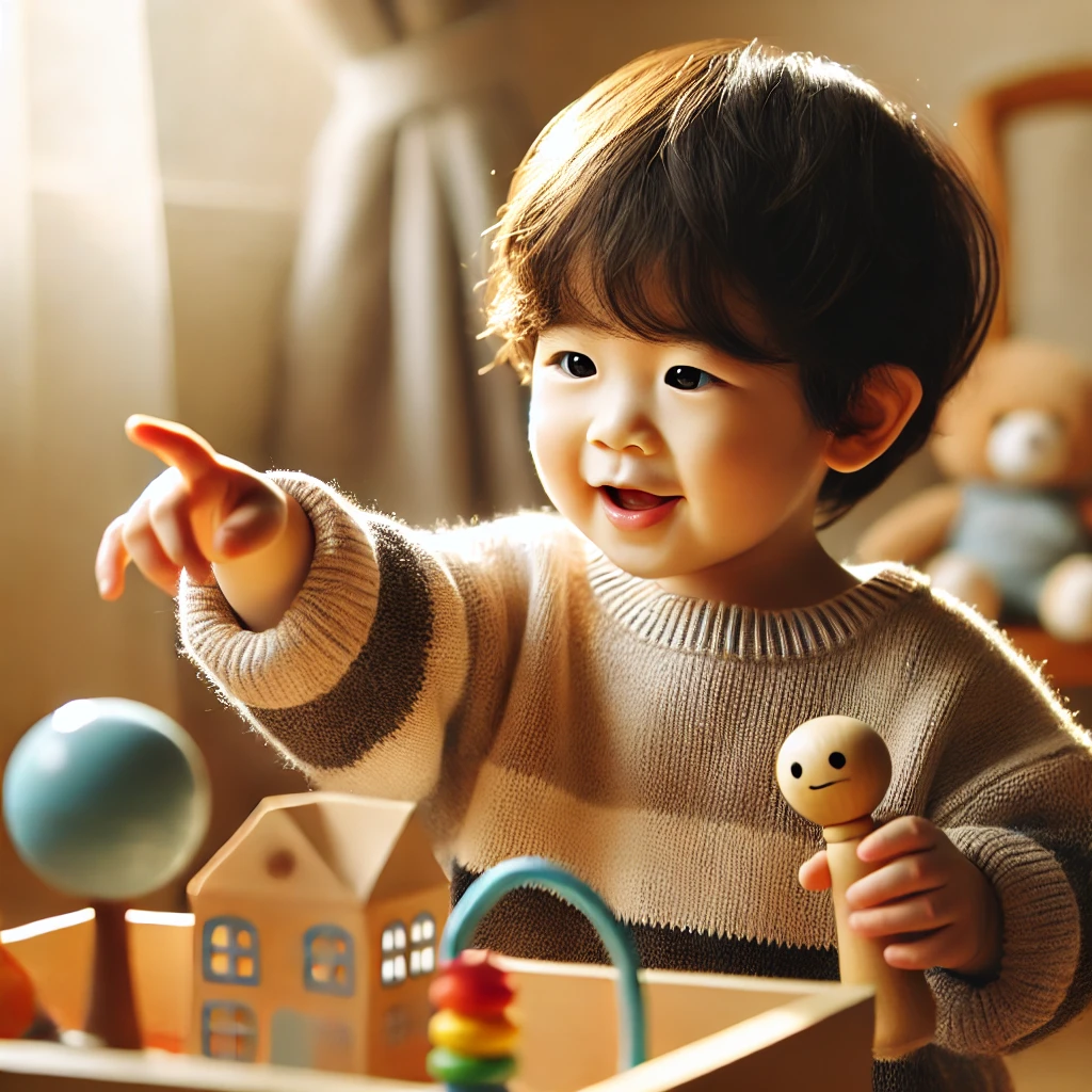 36개월 아이가 밝은 표정으로 말하는 모습