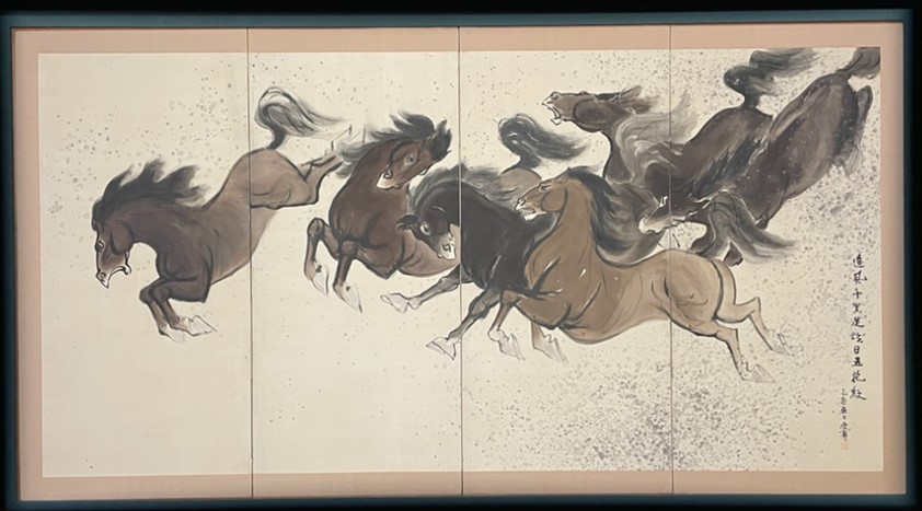김기창-군마도 (1969, 비단에 수묵담채)