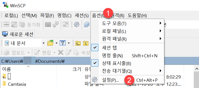FTP 클라이언트 WinSCP에서 숨김 파일 표시하기