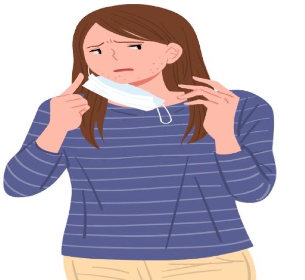 얼굴에 땀띠가 생겨 우울한 표정