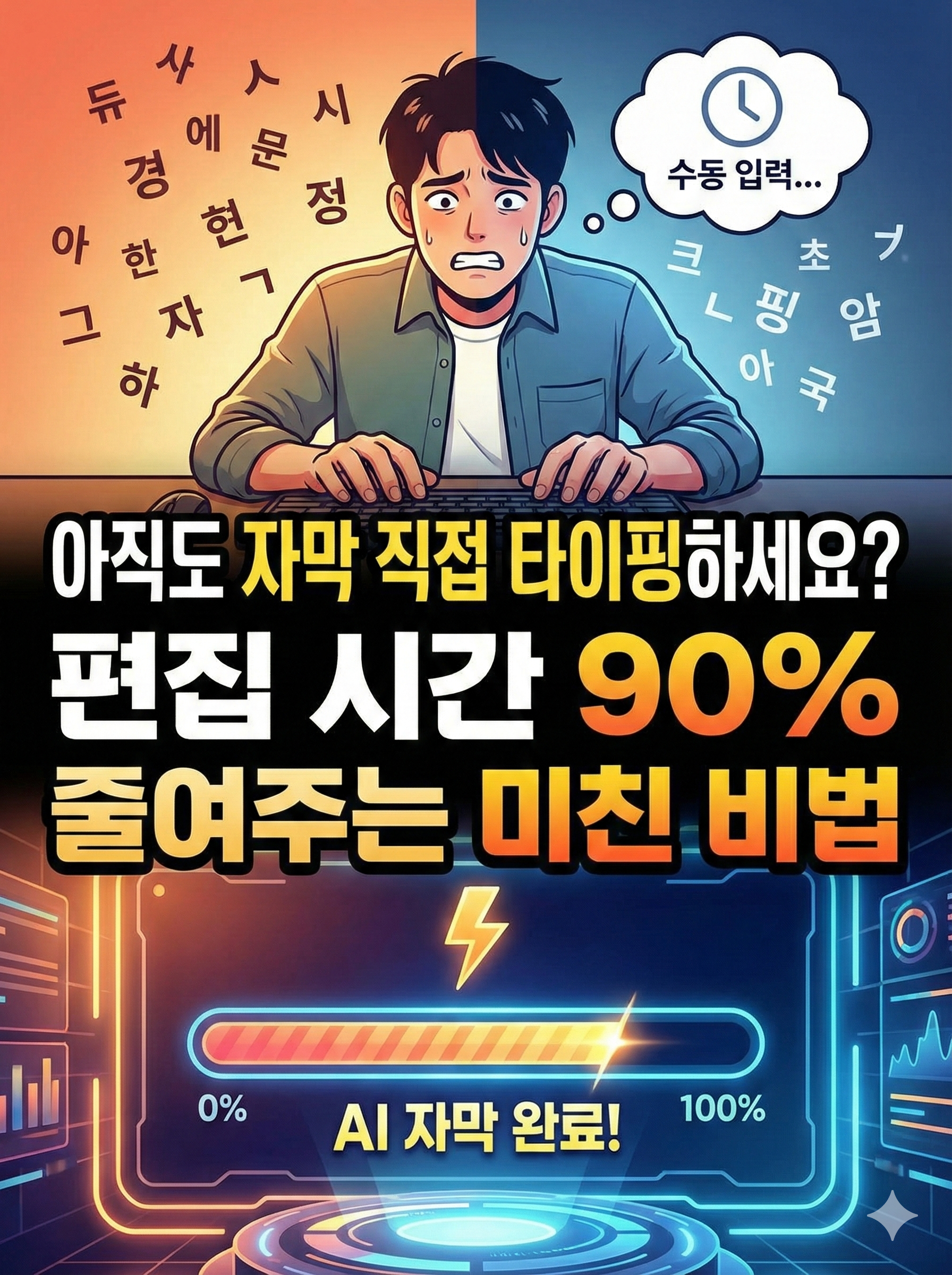 [프리미어] 아직도 자막 직접 타이핑하세요? 편집 시간 90% 줄여주는 미친 비법
