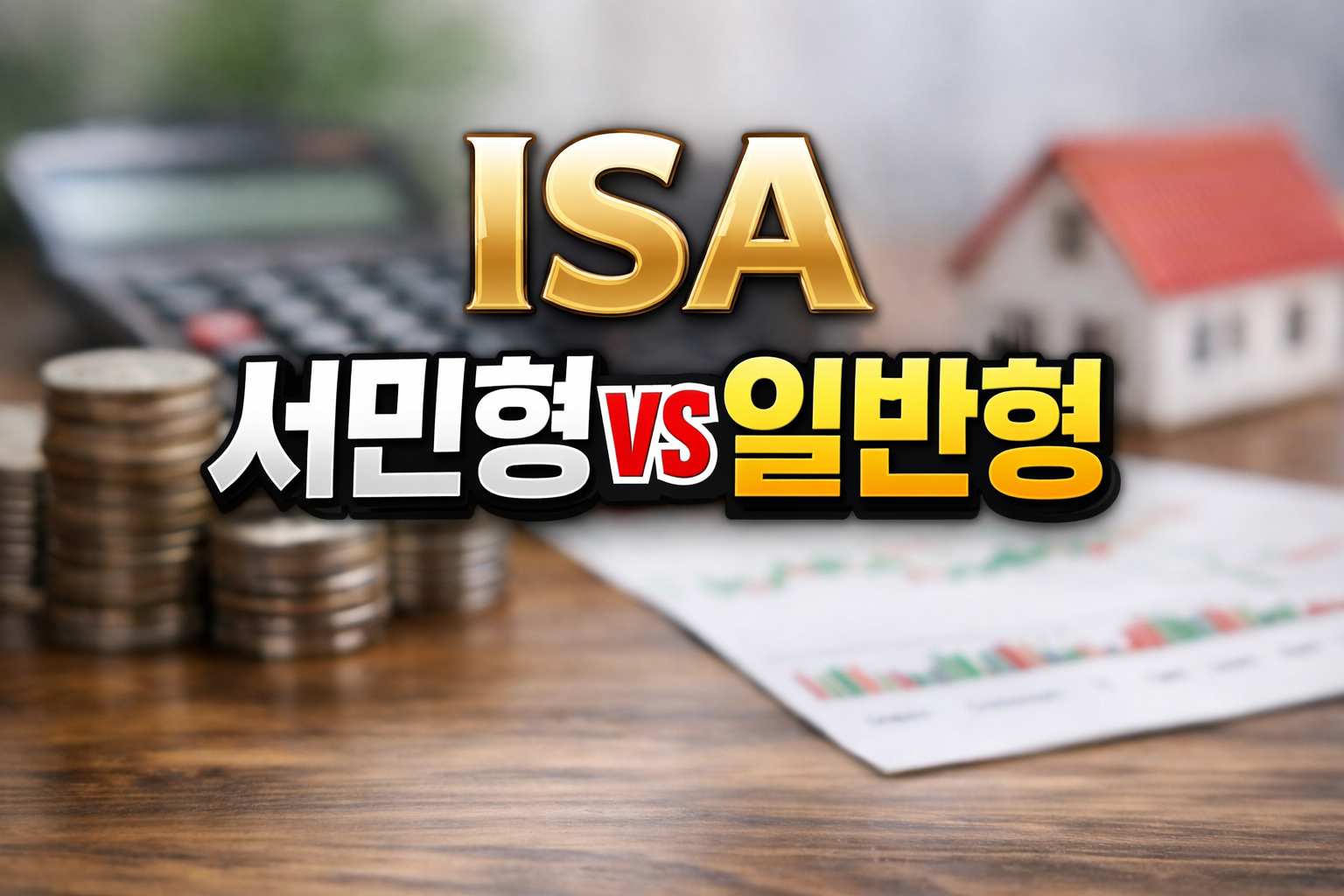 계산기와 동전, 그래프 배경 위에 ‘ISA 서민형 vs 일반형’ 문구가 크게 들어간 비교형 썸네일