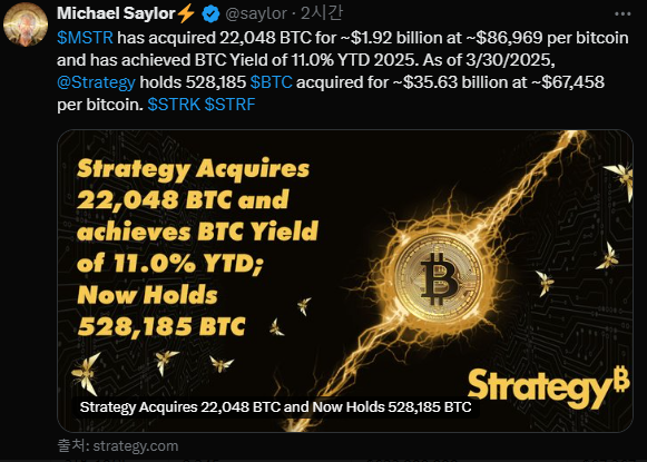 출처 x. 마이클세일러 포스팅