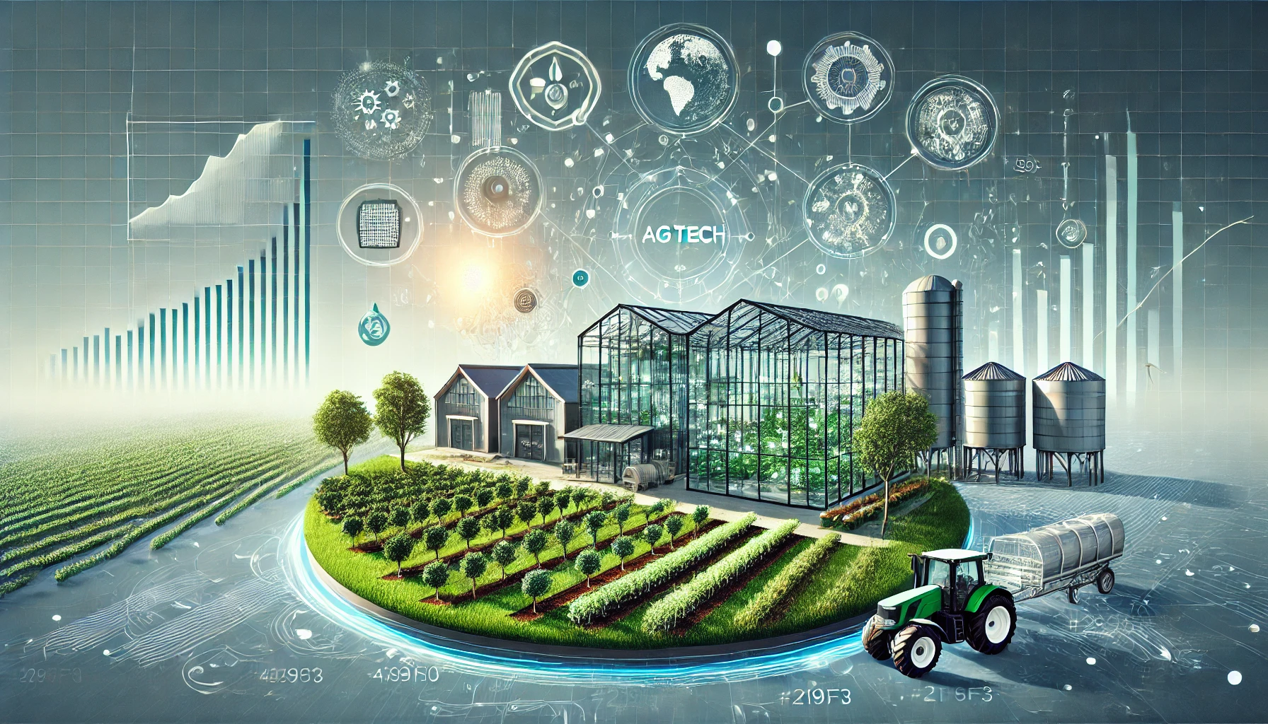 글로벌 AgTech 시장의 성장과 주요 기술 트렌드를 보여주는 이미지