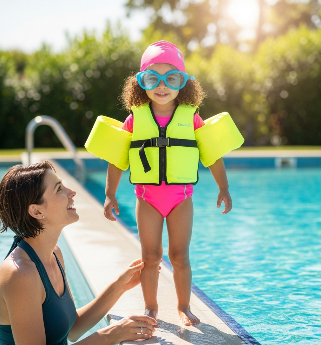 물놀이 준비가 완료된 어린이 모습 사진