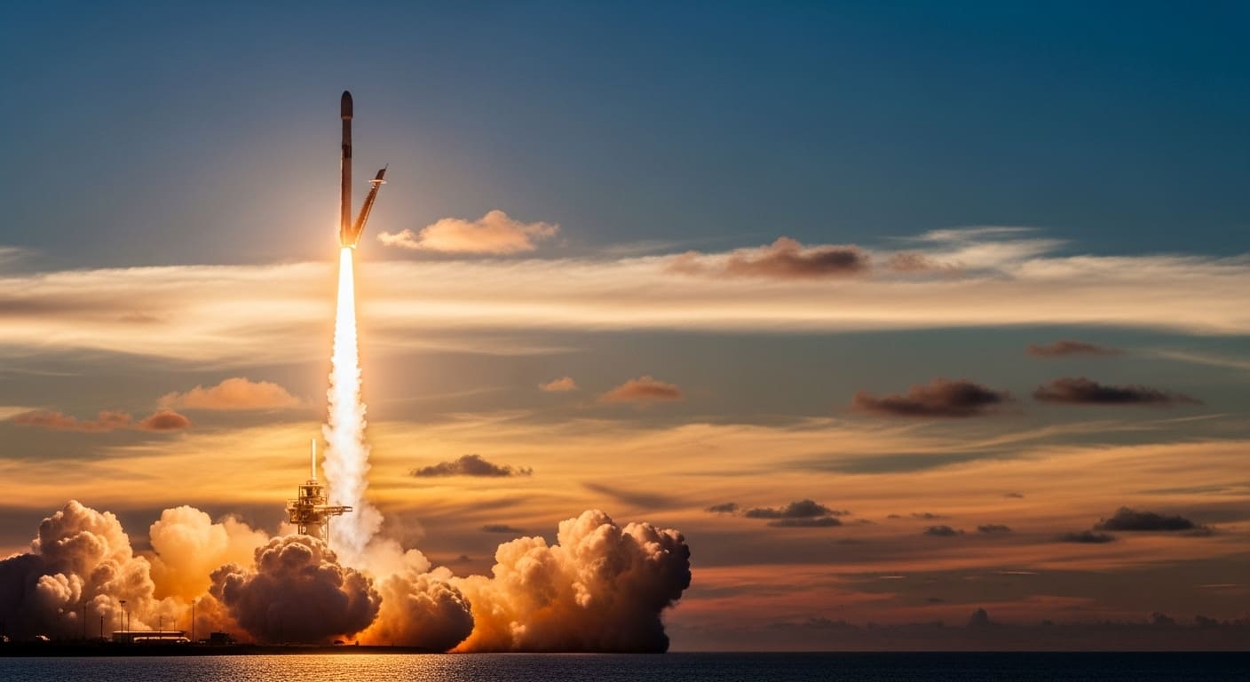 스페이스X 관련주를 보여주는 로켓 발사 장면