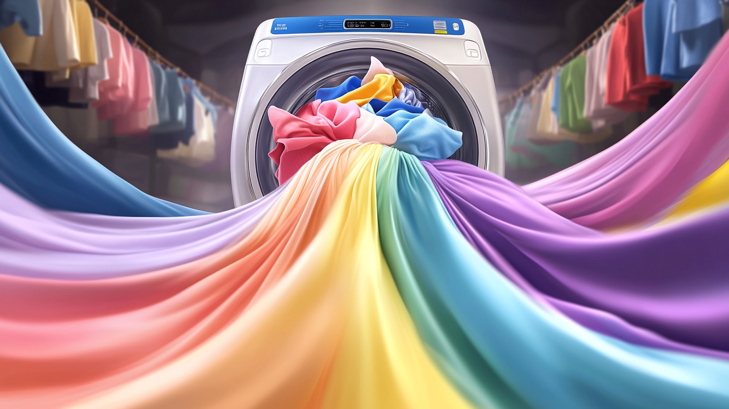 삼성 통돌이 세탁기 내부에서 역동적으로 움직이는 생생한 의류의 이미지로, 뛰어난 세탁력을 상징