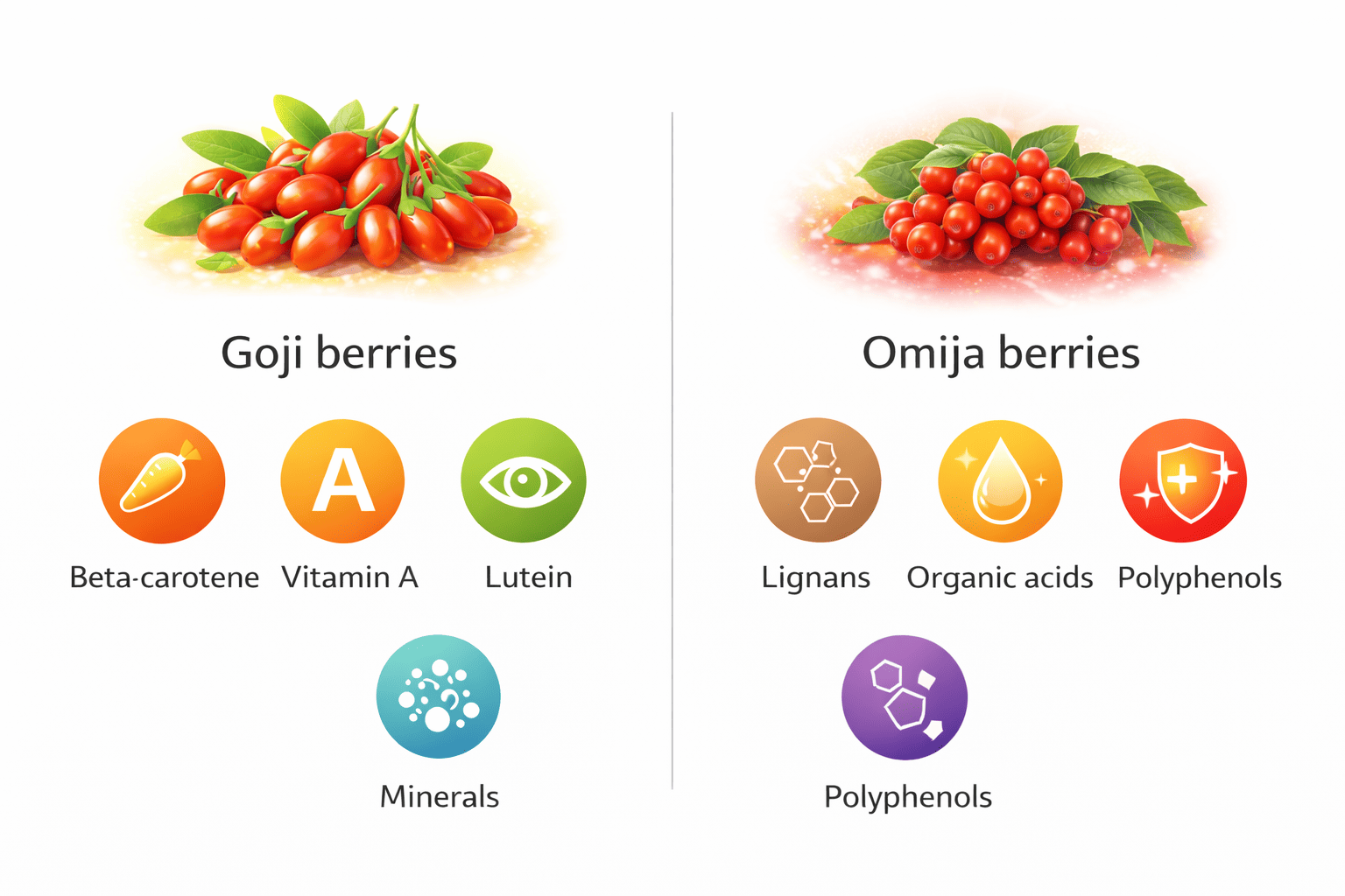 구기자와 오미자의 대표적인 효능 비교