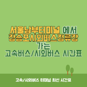 서울남부터미널에서 장승포시외버스정류장 가는 고속버스_시외버스 시간표 최신정보