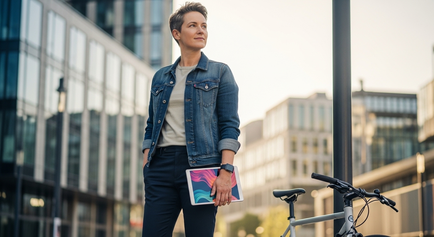 도시에서 현대적인 취미를 즐기며 젊고 역동적으로 보이려는 영포티의 모습