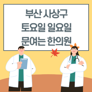 부산 사상구 토요일 일요일 한의원 진료 병원 리스트