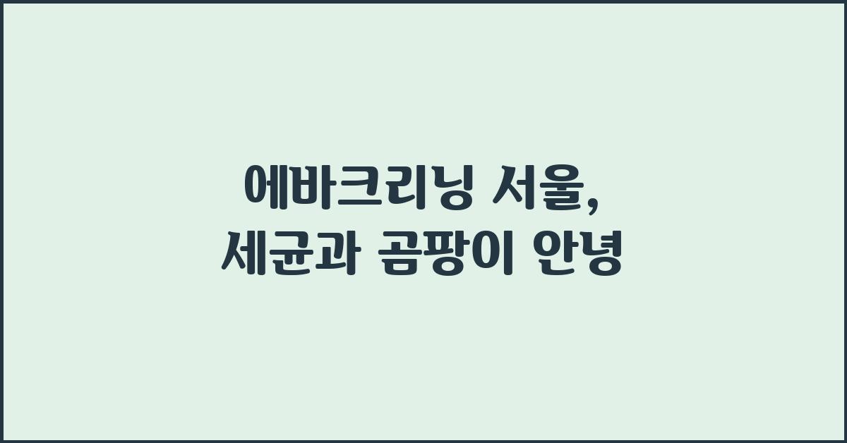 에바크리닝 서울, 세균과 곰팡이 박멸!