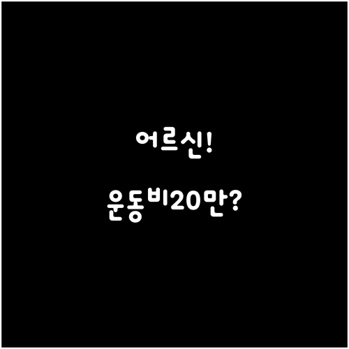 2026년 어르신 운동비 최대 20만..