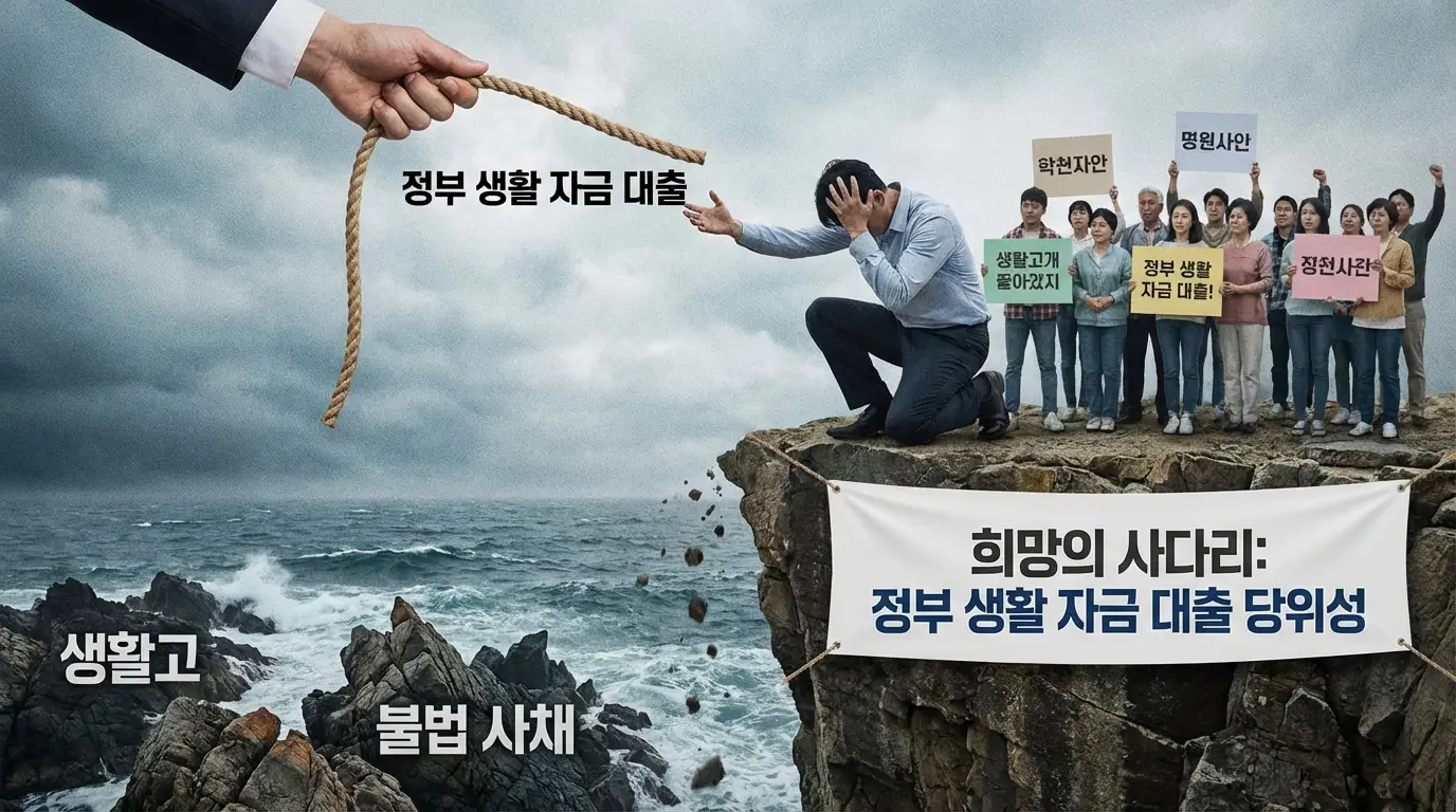 벼랑 끝 생활고 및 불법 사채 피하는 정부 생활 자금 대출 당위성