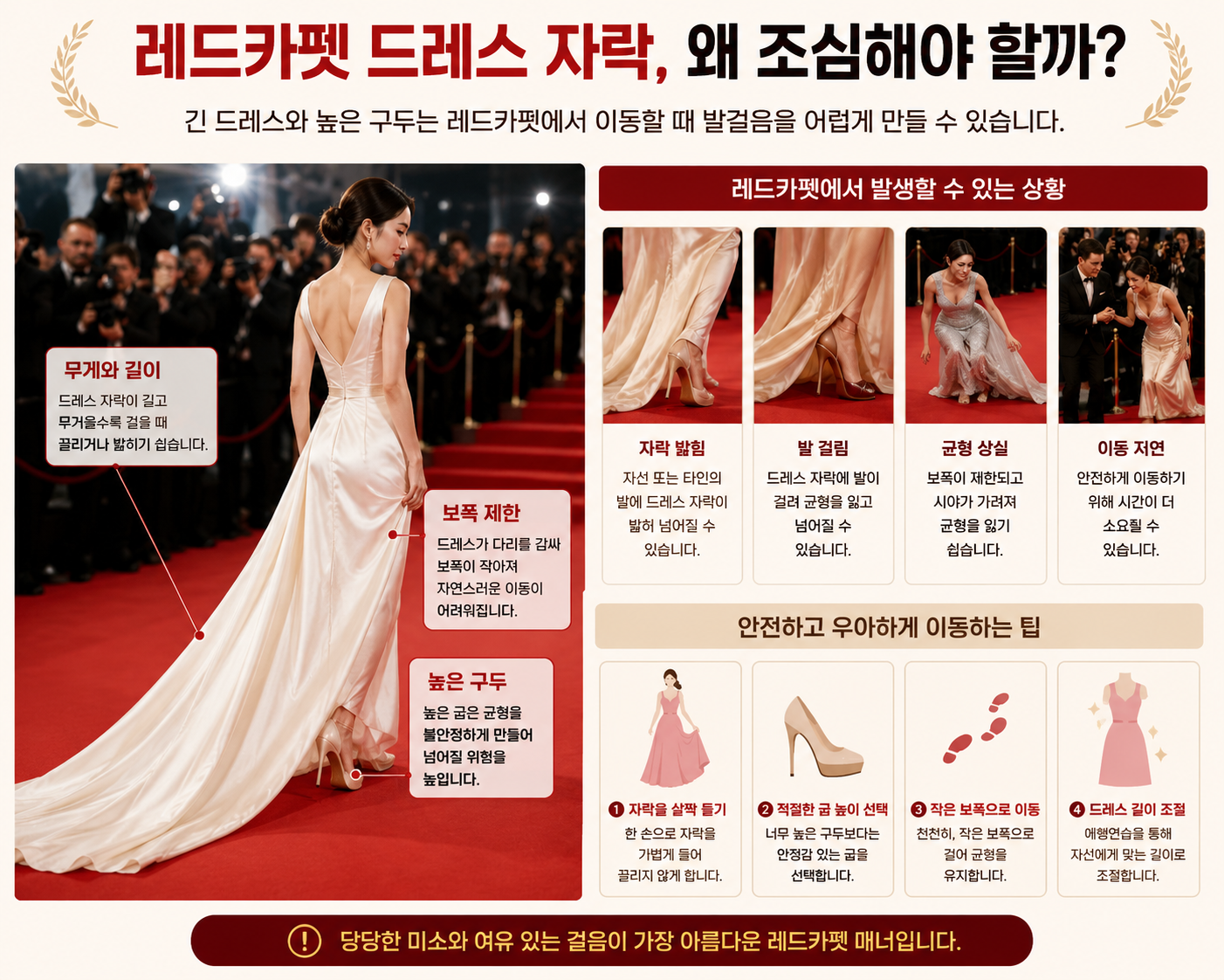 레드카펫 드레스 자락 설명