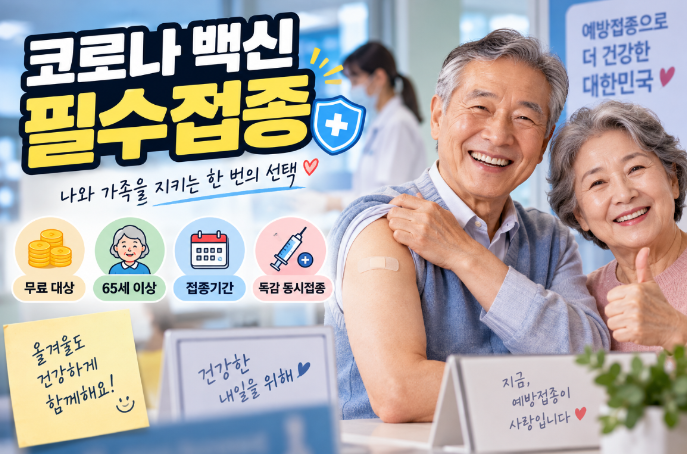 코로나 백신 필수접종｜무료 대상&middot;65세 이상&middot;접종기간&middot;독감 동시접종