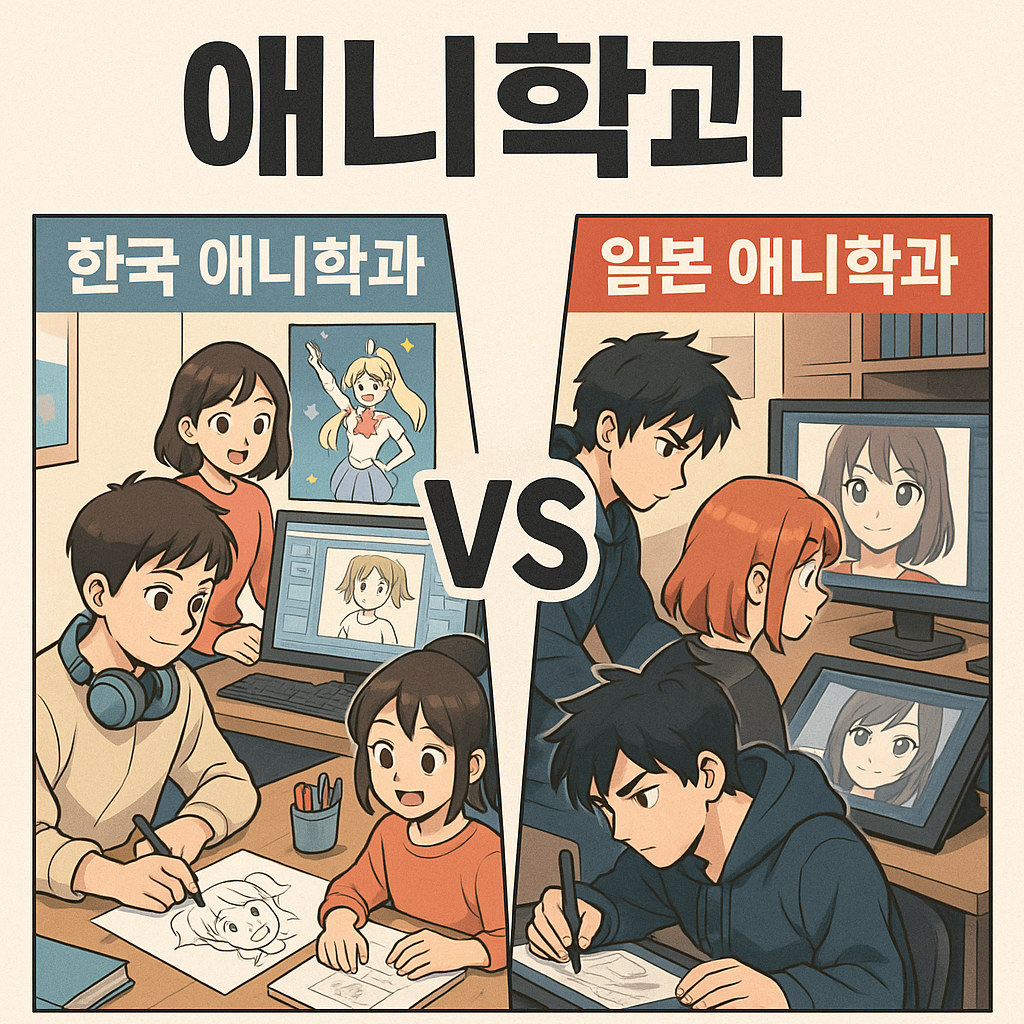 일본 애니학과 vs 한국 애니학과 관련 이미지