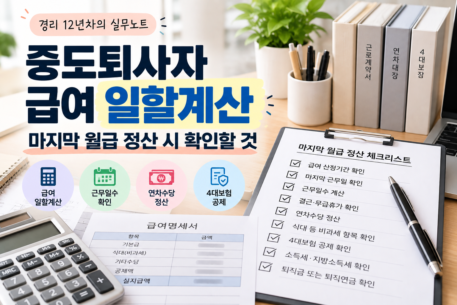중도퇴사자 급여 일할계산과 마지막 월급 정산 시 확인할 사항