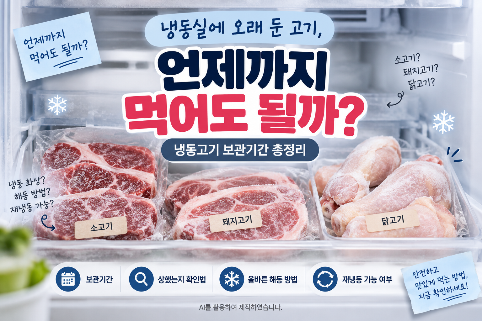 소고기 돼지고기 닭고기 냉동 보관기간과 안전한 해동 방법