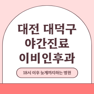 대전 대덕구 야간진료 이비인후과 병원 (18시 이후 늦게까지하는 병원)