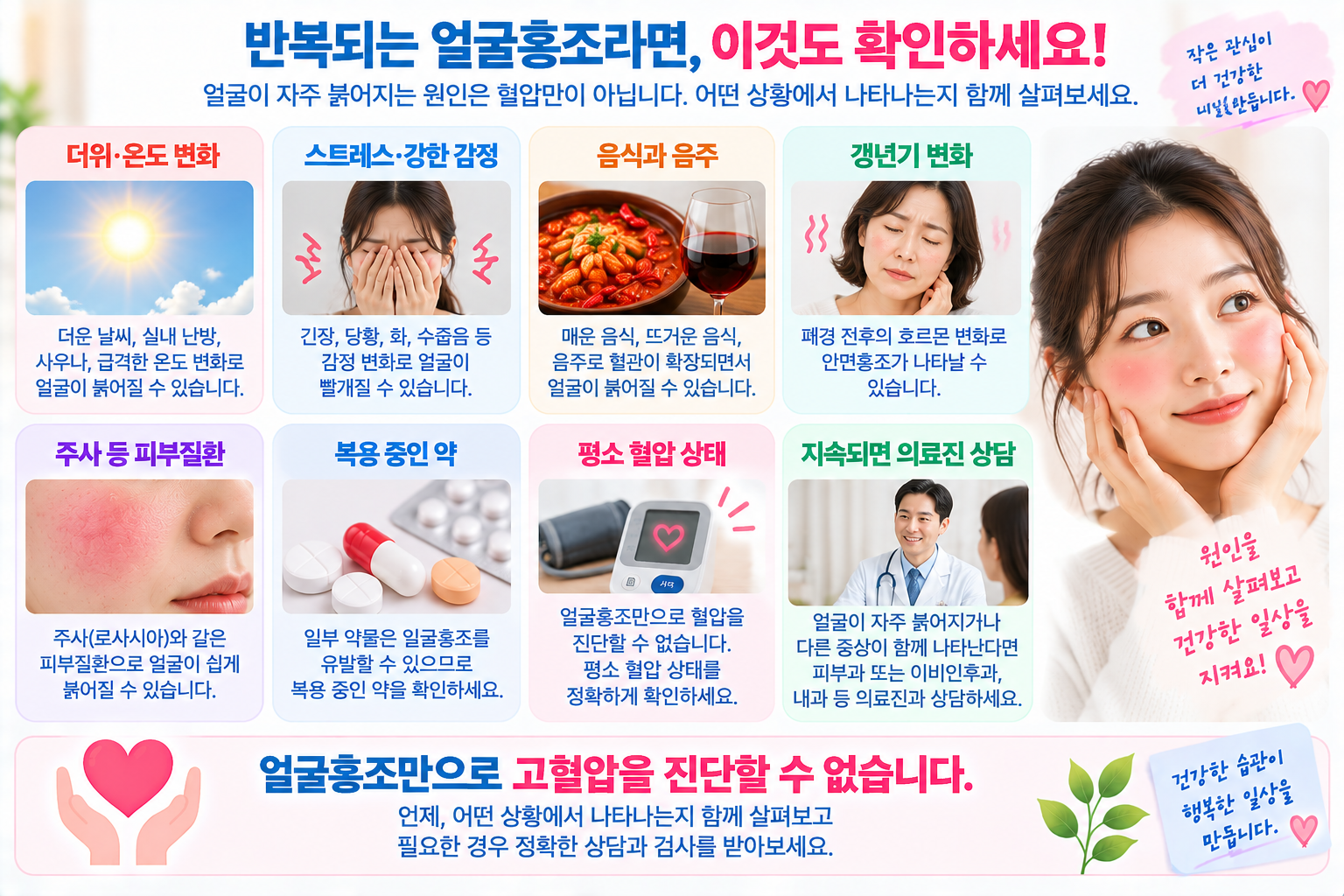 반복되는 얼굴홍조에서 함께 확인할 증상과 상황 요약