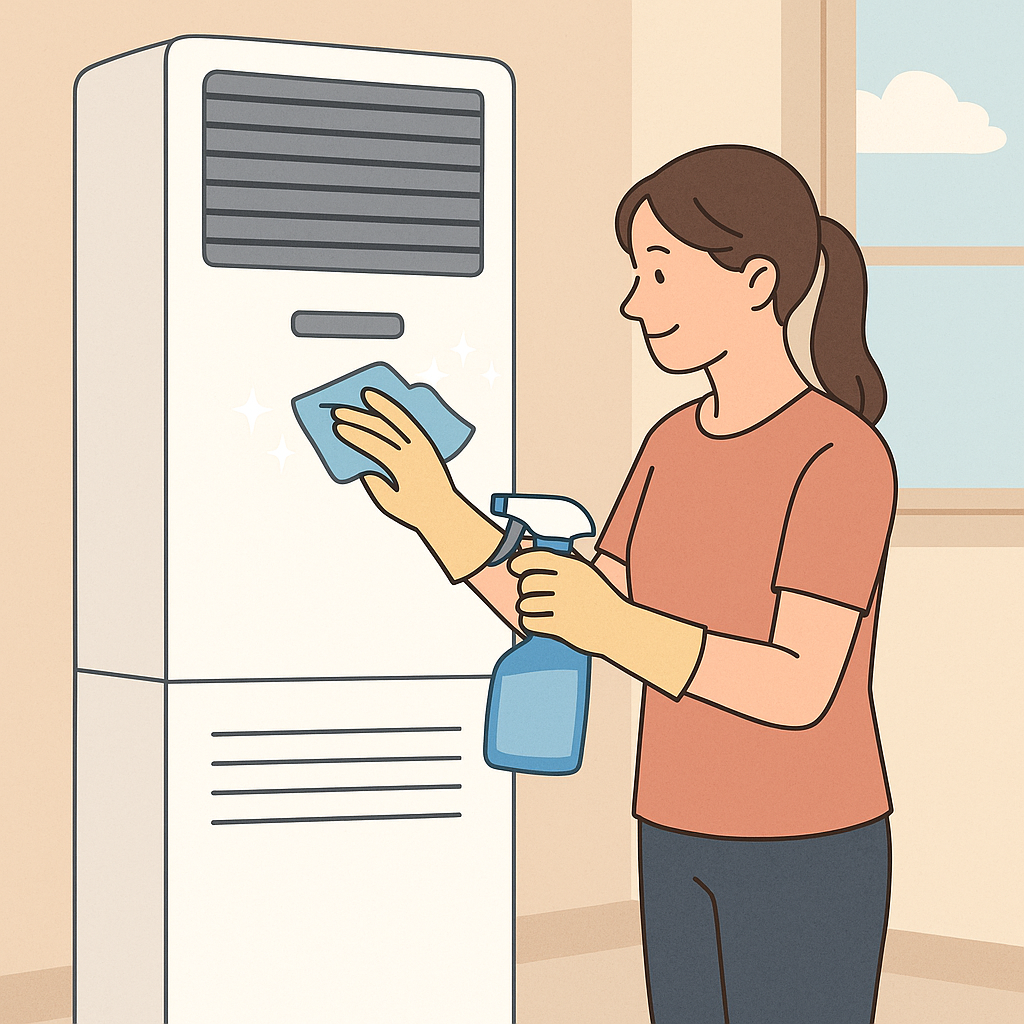 에어컨을-청소하는-일러스트