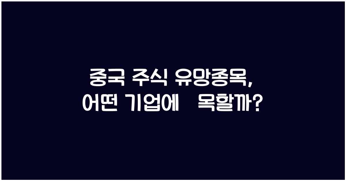 중국 주식 유망종목