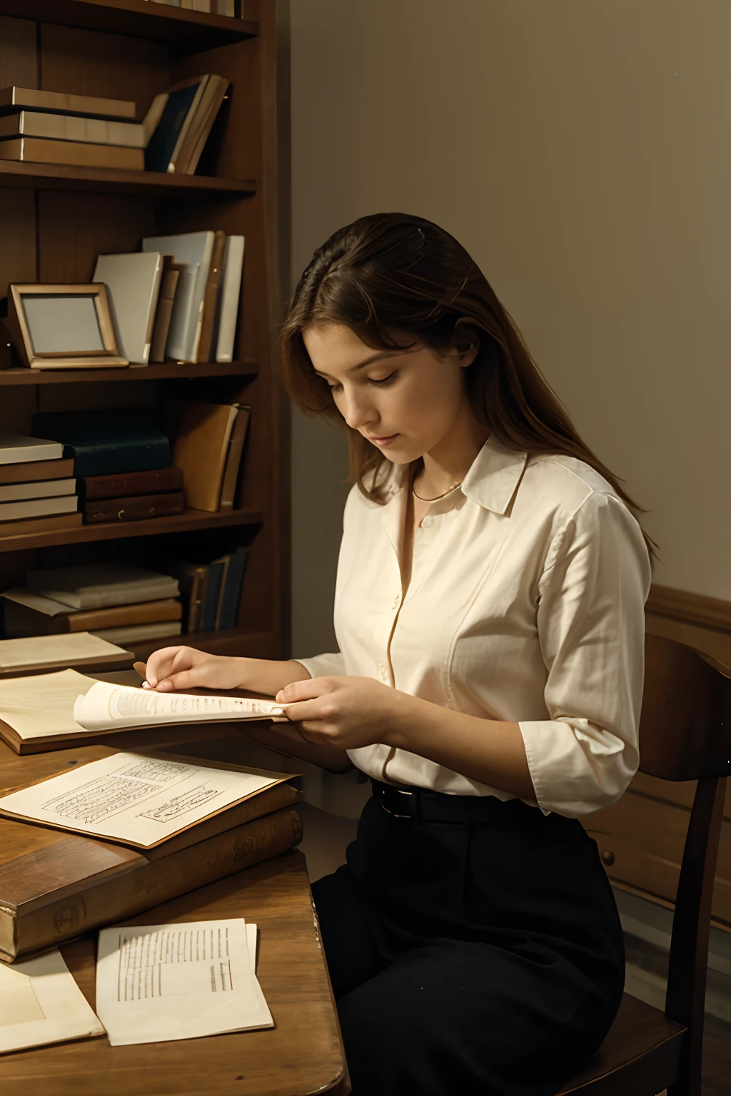 여러가지 서류를 보며 공부 중인 여자
