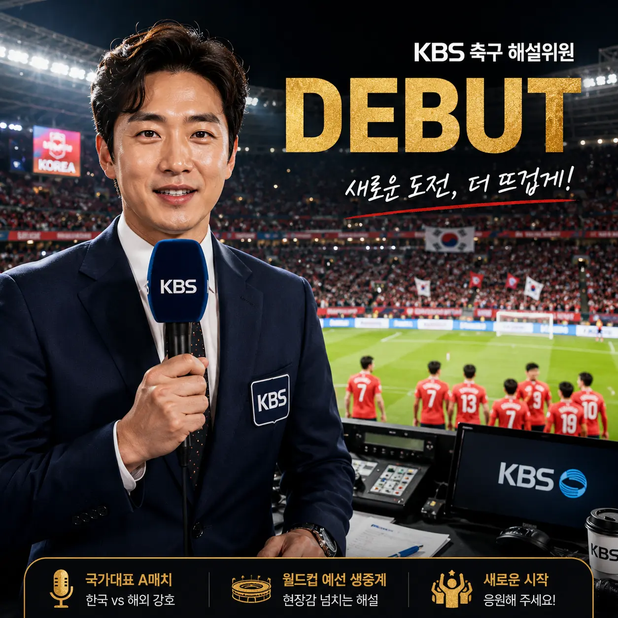 전현무는 2024 파리 올림픽 역도 여자 +87kg급 중계 이후 2년 만에 복귀하는 것으로, 첫 KBS 월드컵 중계이자 아나운서 데뷔