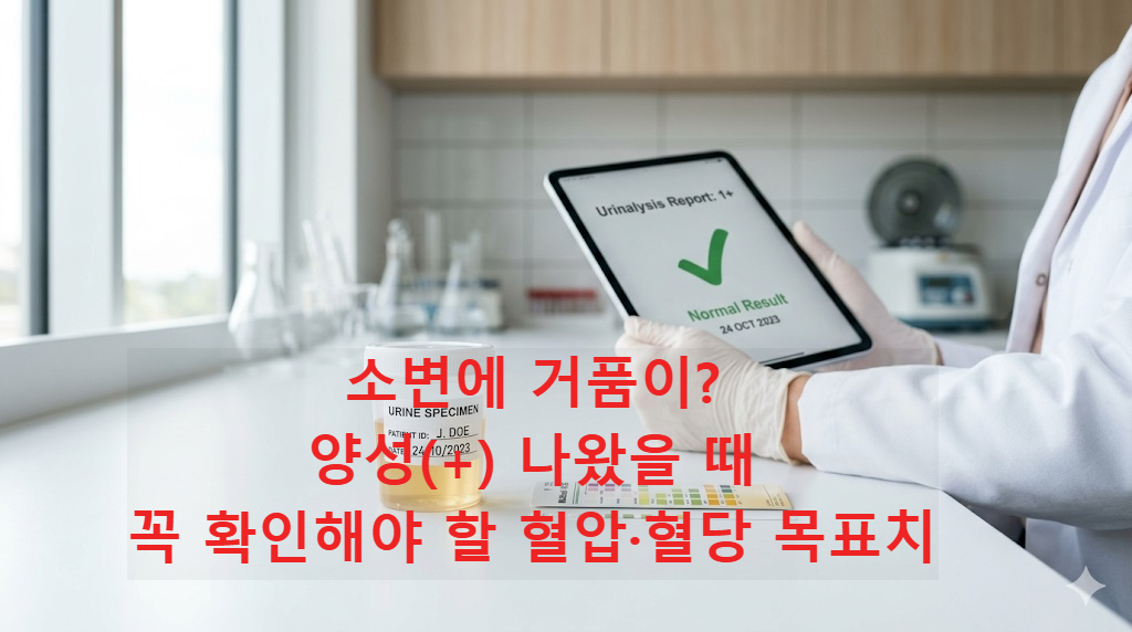 2026 소변검사 결과 해석과 단백뇨 양성(+) 수치 기준을 확인하는 의료 이미지