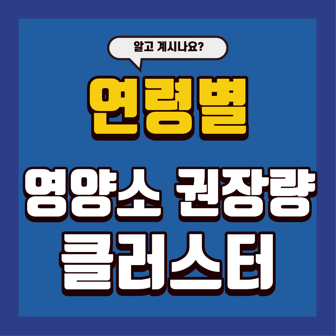 연령별 영양소 권장량 클러스터(20&middot;30&middot;40대)