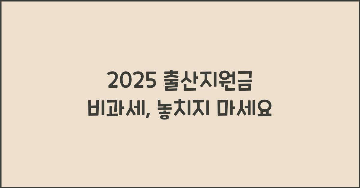 2025 출산지원금 비과세