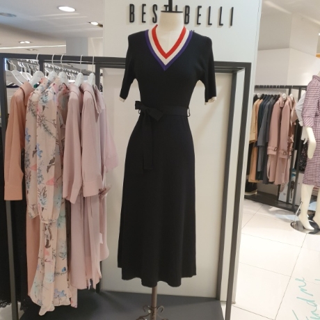 베스띠벨리 브이넥 리본벨트 니트원피스 BAO2986