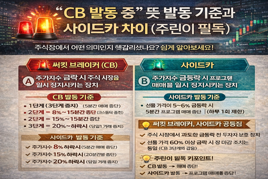 주린이를 위한 CB 발동 기준과 사이드카 차이 3분 완벽 정리
