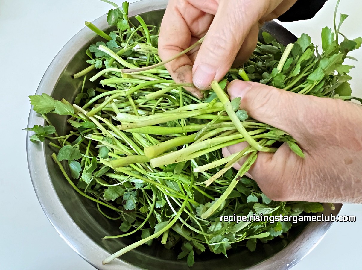 미나리 다듬는 사진