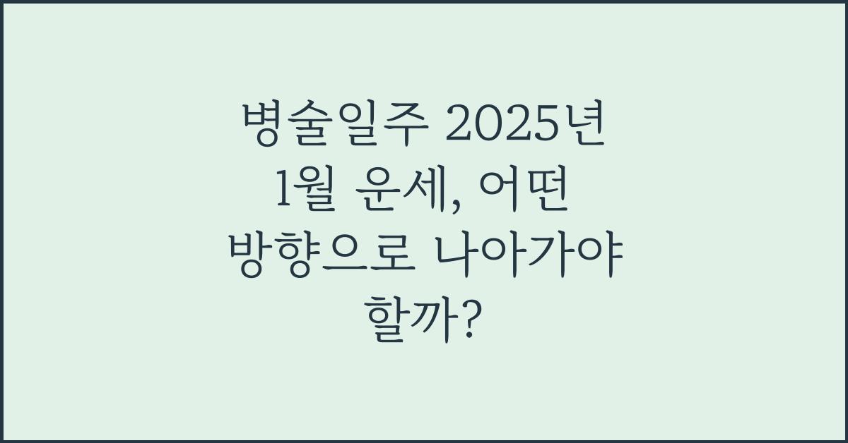 병술일주 2025년 1월 운세