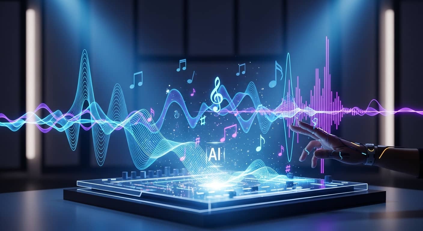 A high-tech illustration visualizing the synergy between human creativity and AI analytics to produce SEO-optimized content and maximize revenue. It depicts the process through dynamic holograms and data graphics, where human intuition meets AI-driven optimization."