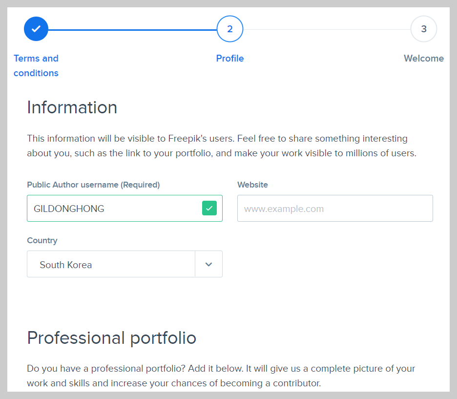프리픽 판매자 프로필 정보 입력 화면 사진