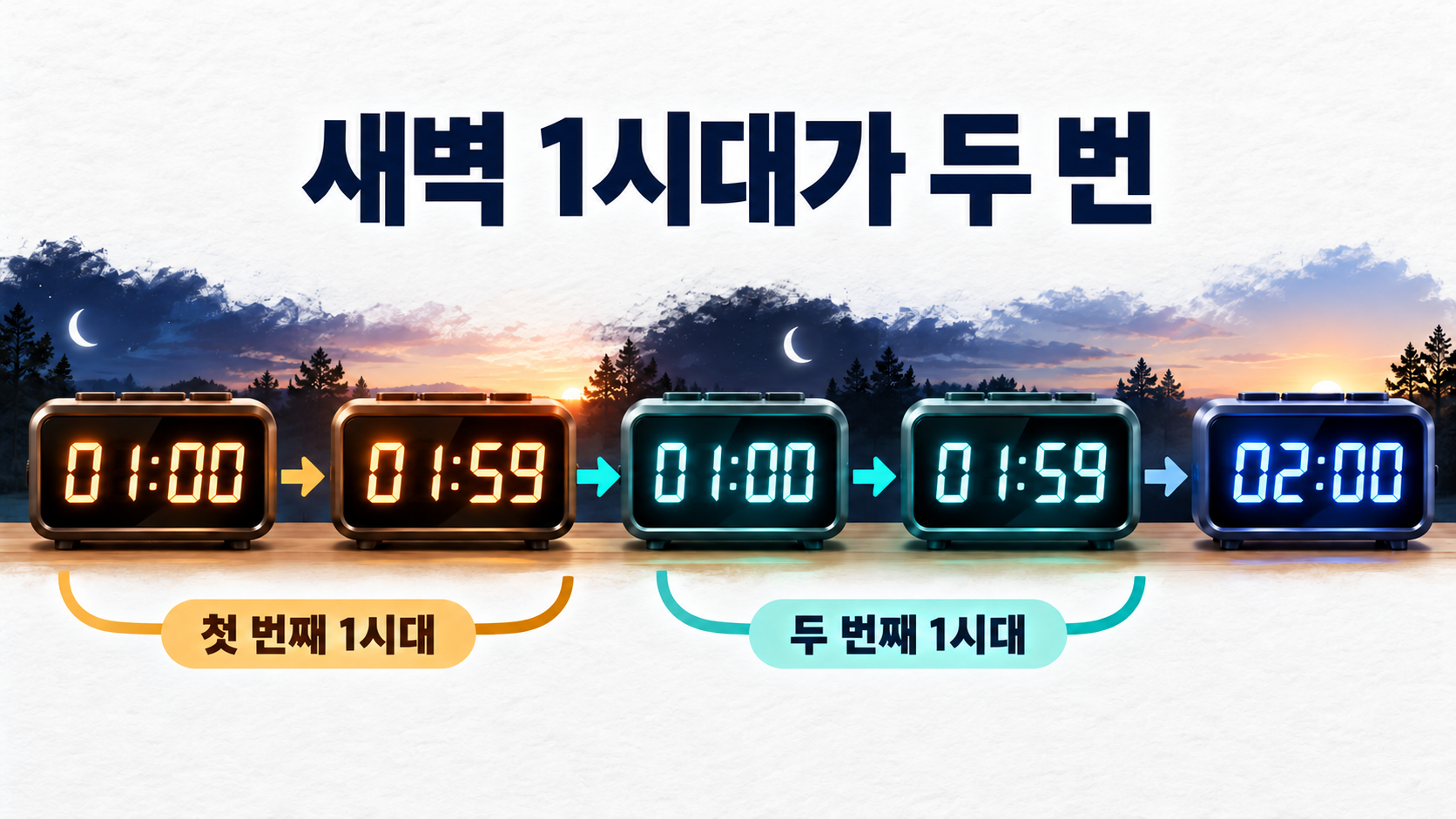 새벽 1시 59분 다음에 1시가 다시 오는 서머타임 종료 순서