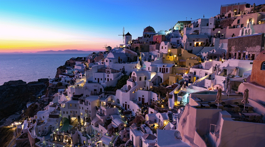 산토리니 석양 사진