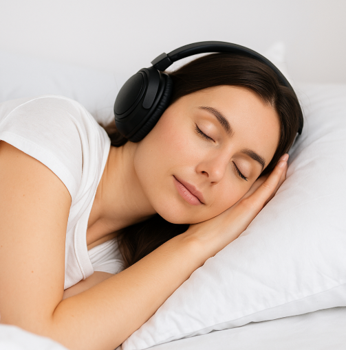 수면하면서 클래식 듣는 이미지