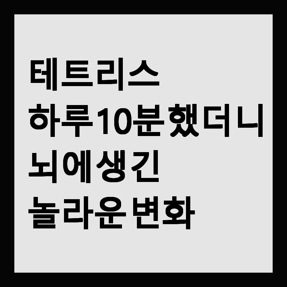 테트리스 하루 10분 했더니 뇌에 생긴 놀라운 변화