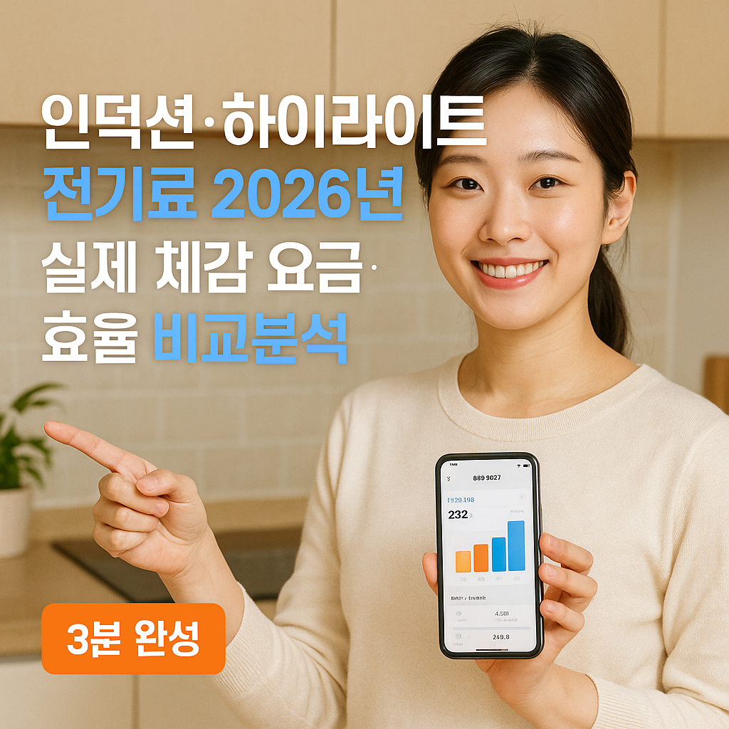 인덕션&middot;하이라이트 전기료 2026년 ｜ 실제 체감 요금&middot;효율 비교분석