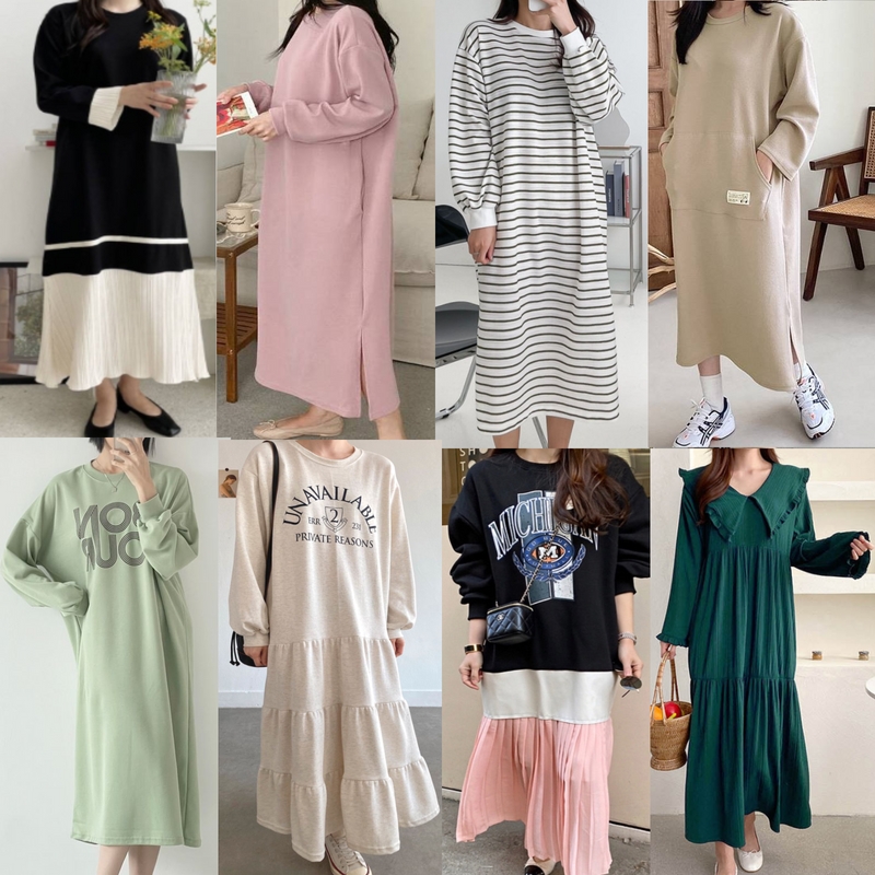 가을 빅사이즈 롱 원피스 루즈핏 홈원피스 드레스 66 77 88 맘룩 등원룩원피스 겨울 맥시롱
