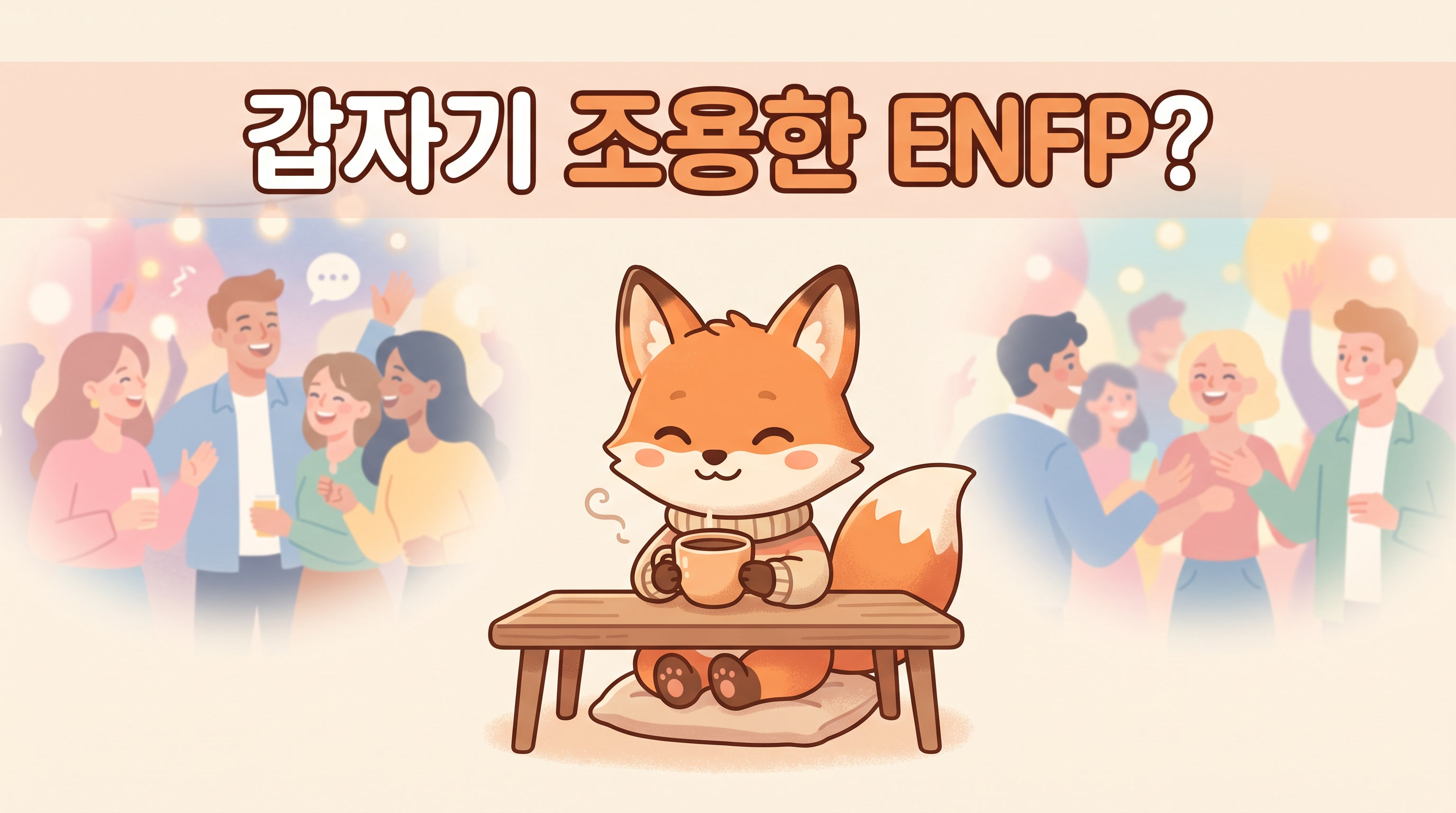 갑자기 조용해진 ENFP 여우 캐릭터 일러스트