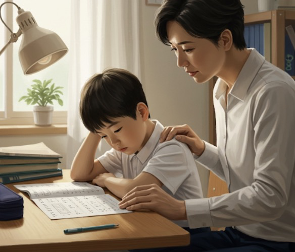 아이에게 다른 방법 제안하는 엄마